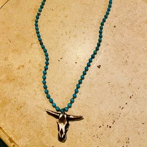 Bersy Pitted Designs- turquoise longhorn necklace